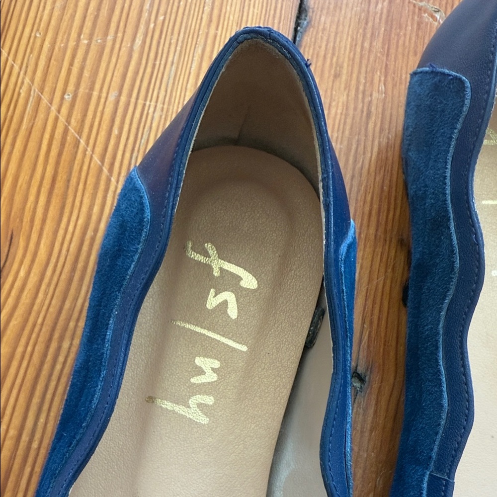 FS/NU Suede Blue Women's Scalloped Leather Upper Flats Shoes Size 8.5 - Picture 2 of 10